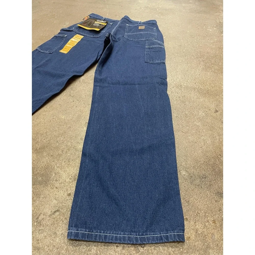 Carhartt Jeans‎ Mens 34x34 Blue Washed Denim Work Dungaree Carpenter Made USA